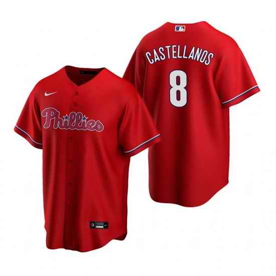 Men Philadelphia Phillies #8 Nick Castellanos Red Cool Base Stitched Jerse