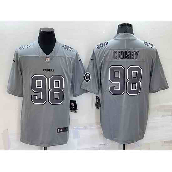 Men Las Vegas Raiders #98 Maxx Crosby Grey Atmosphere Fashion Stitched Jersey