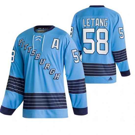 Men Pittsburgh Penguins #58 Kris Letang 2022 Blue Classics Stitched jersey