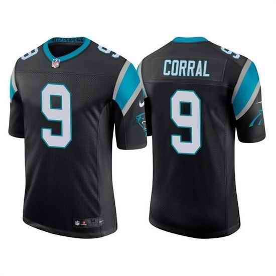 Men Carolina Panthers #9 Matt Corral 2022 Black Stitched Jersey