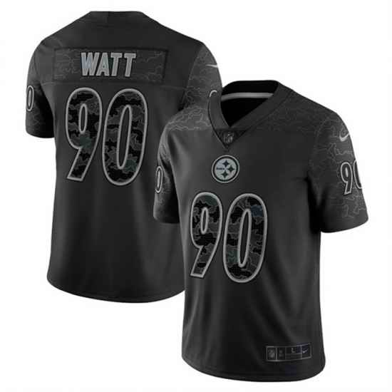 Men Pittsburgh Steelers #90 T J  Watt Reflective Limited Stitched Jersey