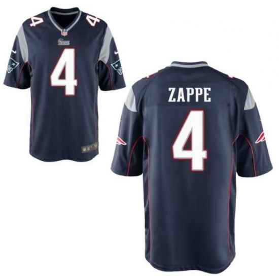 Men Nike New England Patriots Bailey Zappe #4 Navy Blue Vapor Limited Player Jersey