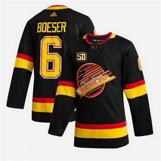 Men Vancouver Canucks #6 Brock Boeser 50th Anniversary Black Stitched jersey