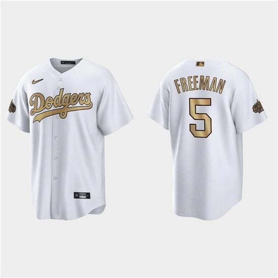 Men Los Angeles Dodgers #5 Freddie Freeman 2022 All Star White Cool Base Stitched Baseball Jersey