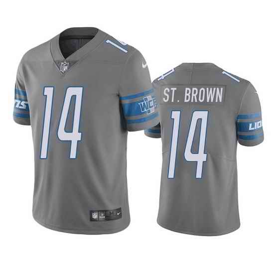 Men Detroit Lions #14 Mon Ra St Brown Grey Vapor Untouchable Limited Stitched jersey