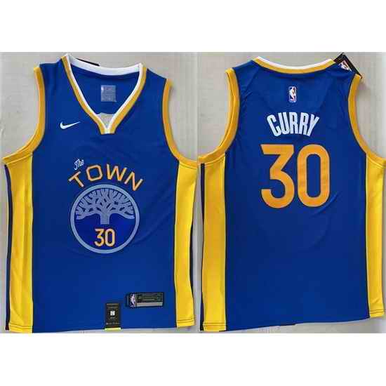 Men Golden State Warriors #30 Stephen Curry Royal Stitched Jersey
