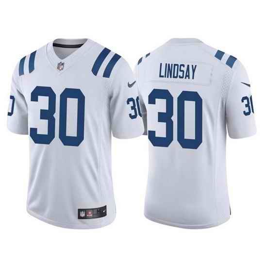 Men Indianapolis Colts #30 Phillip Lindsay White Stitched Football Jersey