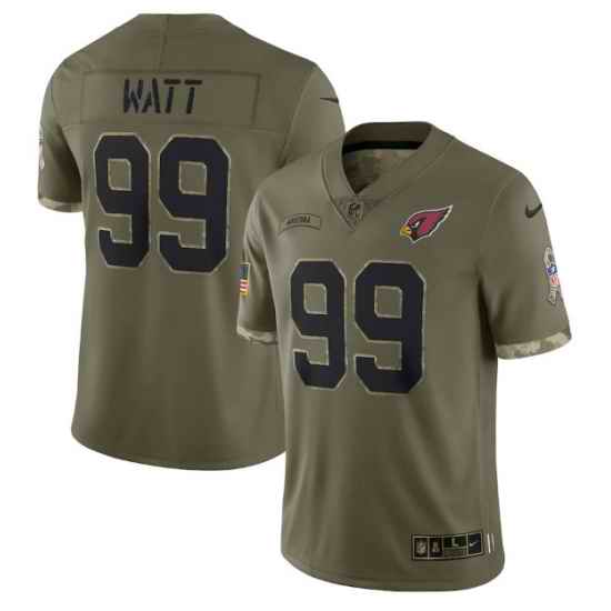Men Arizona Cardinals #99 J J  Watt Olive 2022 Salute To Service Limited Stitched Jersey