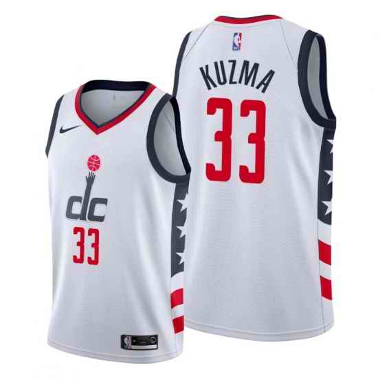 Men Nike Washington Wizards  Kyle Kuzm #33 White Stitched NBA Jersey II