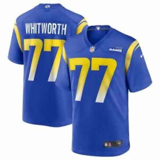 Men Nike Los Angeles Rams Andrew Whitworth #77 Blue Vapor Limited Stitched Jersey