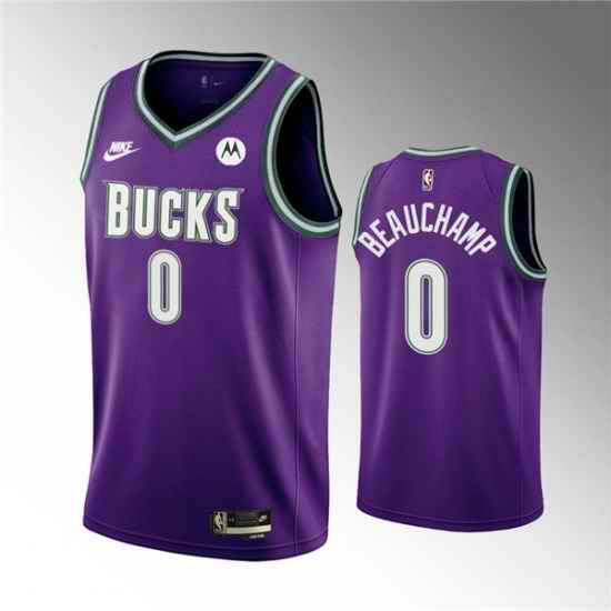 Men Milwaukee Bucks #0 MarJon Beauchamp 2022 23 Purple Classic Edition Swingman Stitched Basketball Jersey