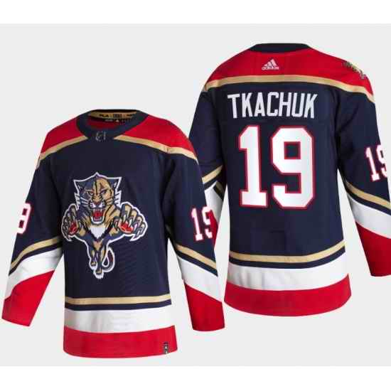 Men Florida Panthers #19 Matthew Tkachuk 2022 Navy Reverse Retro Stitched Jersey