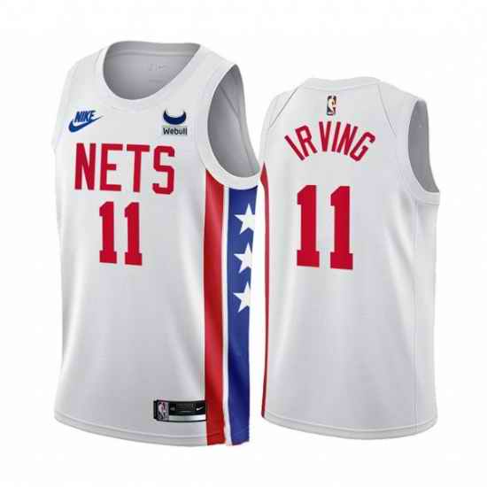 Men Brooklyn Nets #11 Kyrie Irving 2022 23 White With Patch Classic Edition Stitched Basketball Jersey