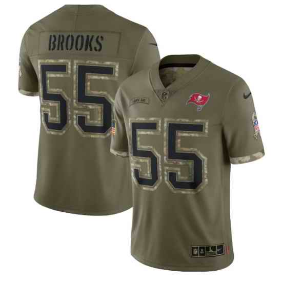 Men Tampa Bay Buccaneers #55 Derrick Brooks Olive 2022 Salute To Service Limited Stitched Jersey