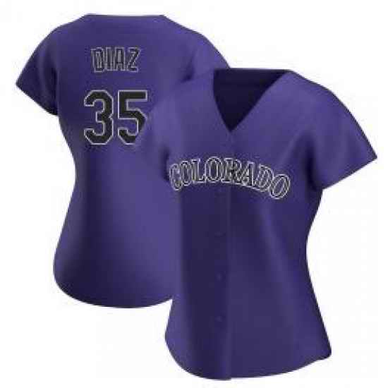 Women Nike Colorado Rockies #35 Elias Diaz Purple Cool Base MLB Jersey