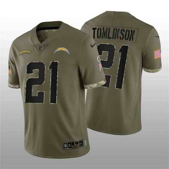 Men Los Angeles Chargers #21 LaDainian Tomlinson Olive 2022 Salute To Service Limited Stitched Jersey