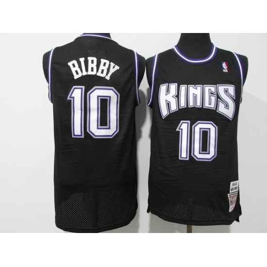 Men Sacramento Kings #10 Mike Bibby 2001 02 Black Throwback Stitched Jersey