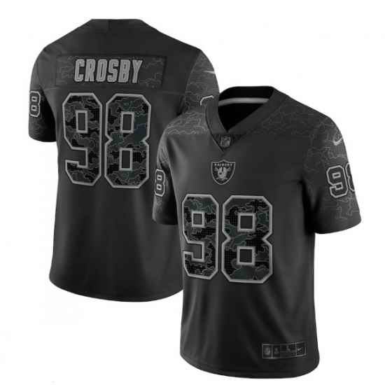 Men Las Vegas Raiders #98 Maxx Crosby Black Reflective Limited Stitched Football Jersey