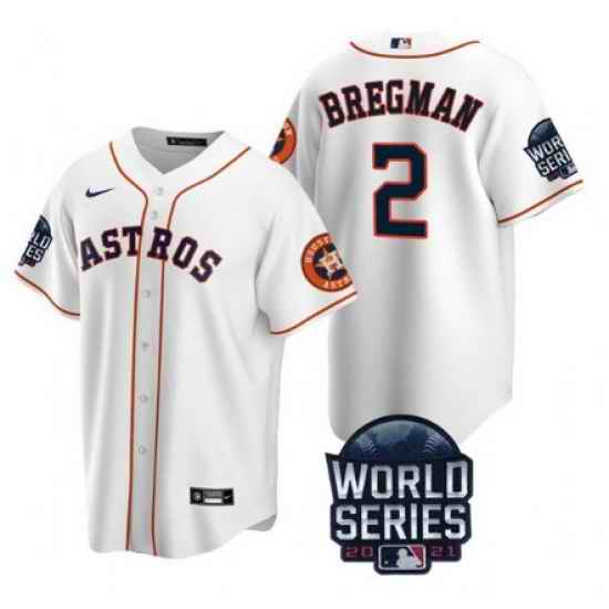 Men Houston Astros #2 Alex Bregman 2021 White World Series Cool Base Stitched Baseball Jersey