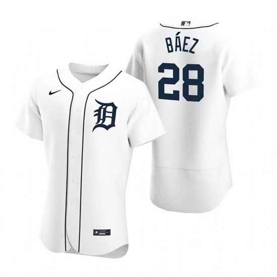 Men Detroit Tigers #28 Javier B E1ez White Flex Base Stitched jersey