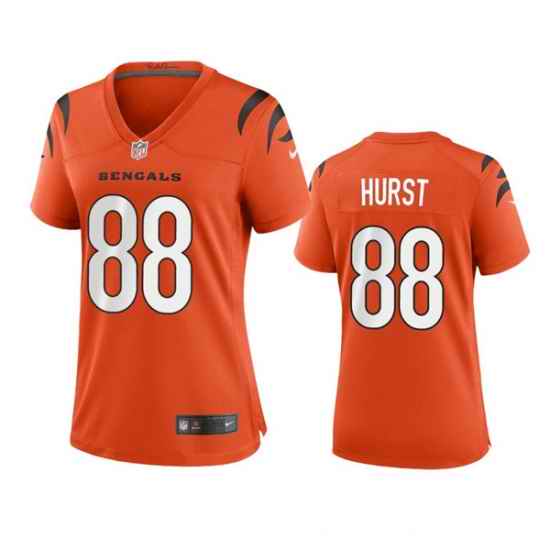 Women Cincinnati Bengals #88 Hayden Hurst Orange Stitched Game Jersey