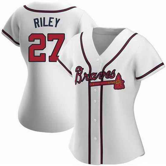 Women Nike Atlanta Braves #27 Austin Riley White Alternate Stitched Baseball Jersey