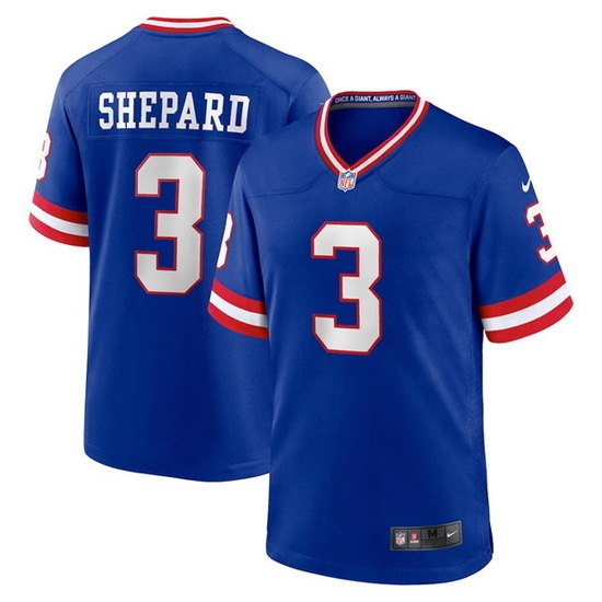 Men New York Giants #3 Sterling Shepard Royal Classic Retired Player Stitched Game Jersey