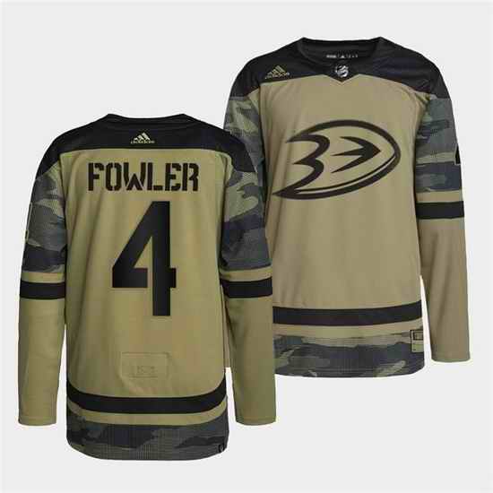 Men Anaheim Ducks #4 Cam Fowler 2022 Camo Military Appreciation Night Stitched jersey