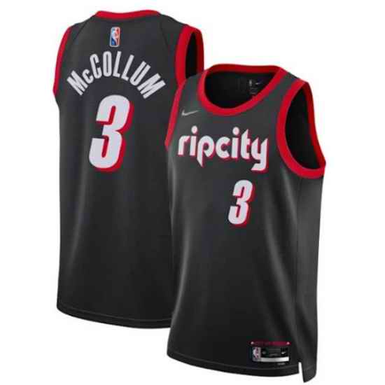 Men Portland Trail Portland Blazers #3 C J  McCollum 2021 22 Black City Edition 75th Anniversary Stitched Basketball Jersey