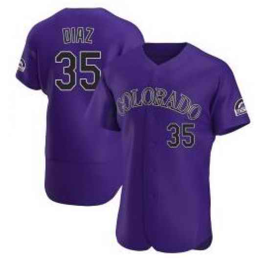 Men Nike Colorado Rockies #35 Elias Diaz Purple Flex Base MLB Jersey