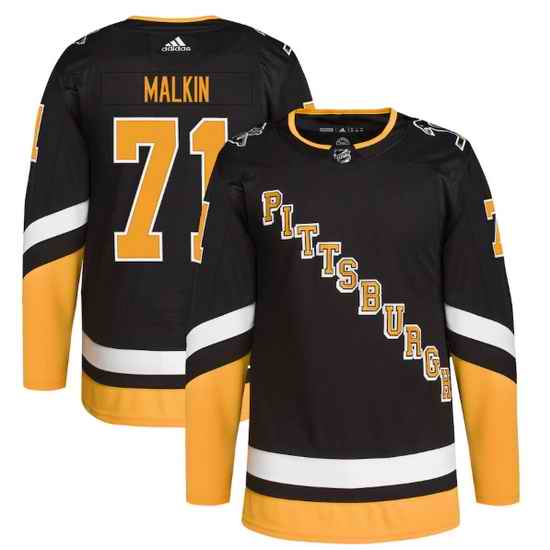 Men Pittsburgh Penguins #71 Evgeni Malkin 2021 2022 Black Stitched jersey
