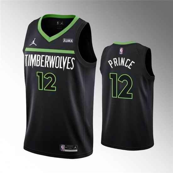 Men Minnesota Timberwolves #12 Taurean Prince Black Statement Edition Stitched Jersey