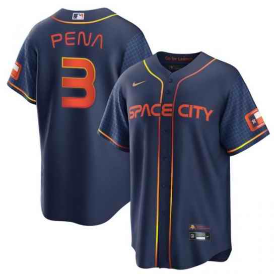 Men Houston Astros #3 Jeremy Pena 2022 Navy Blue City Connect Flex Base Stitched Baseball Jersey