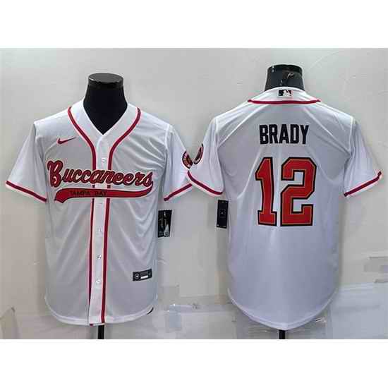 Men Tampa Bay Buccaneers #12 Tom Brady White Cool Base Stitched Baseball Jersey