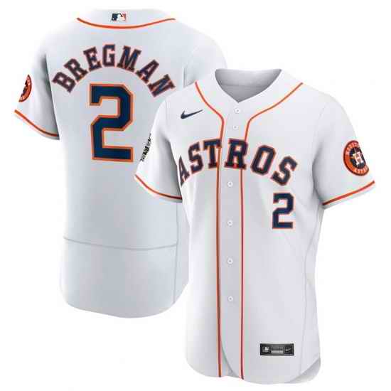 Men Houston Astros #2 Alex Bregman White 2022 World Series Flex Base Stitched Baseball Jersey
