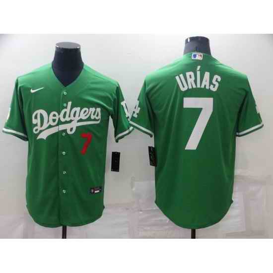 Men Los Angeles Dodgers #7 Julio Urias Green Stitched Baseball Jerse