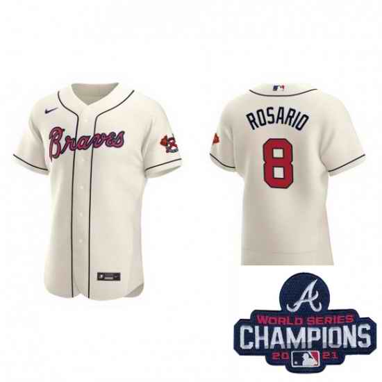 Men Nike Atlanta Braves #8 Eddie Rosario Ice Cream Alternate Stitched Baseball Stitched MLB 2021 Champions Patch Jersey