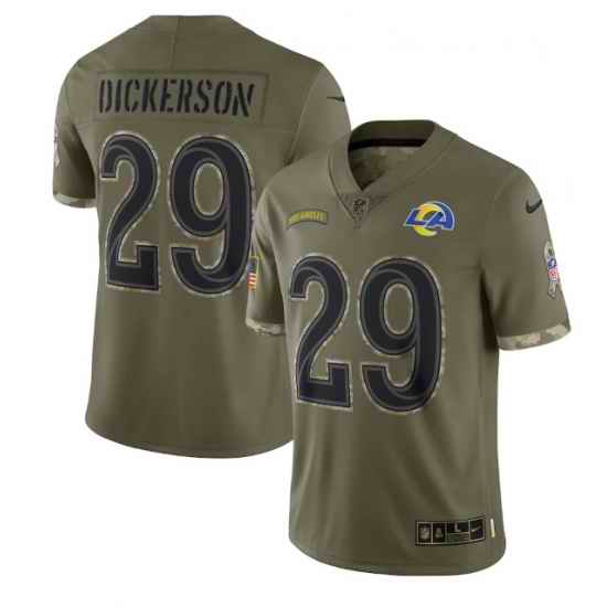 Men Los Angeles Rams #29 Eric Dickerson Olive 2022 Salute To Service Limited Stitched Jersey