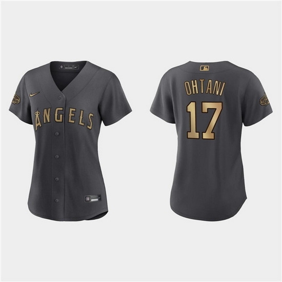 Women Los Angeles Angels #17 Shohei Ohtani 2022 All Star Charcoal Stitched Baseball Jersey