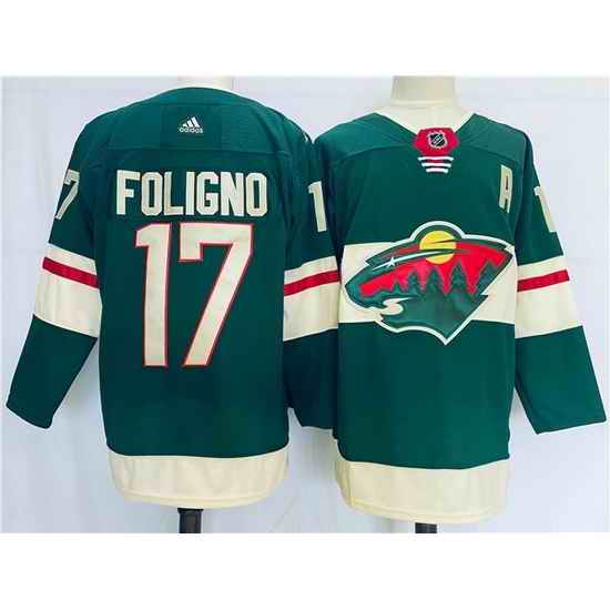 Men Minnesota Wild #17 Marcus Foligno Green Stitched Jersey