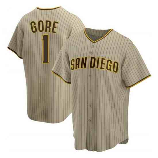 Men San Diego Padres #1 MacKenzie Gore Brown Cool Base Stitched Jerse