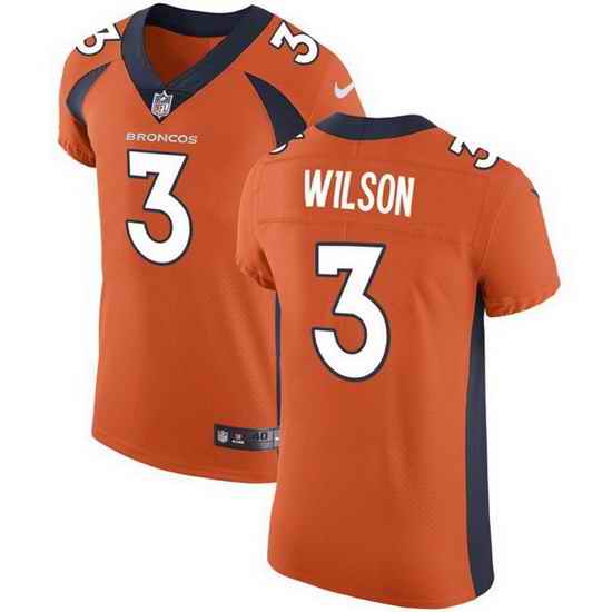 Men Denver Broncos #3 Russell Wilson Orange Vapor Untouchable Elite jersey