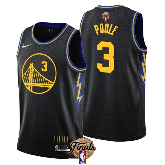 Youth Golden State Warriors #3 Jordan Poole 2022 Black NBA Finals Stitched Jersey
