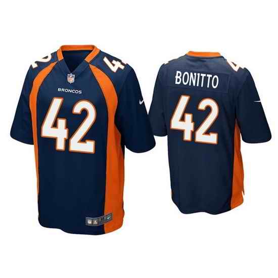 Men Denver Broncos #42 Nik Bonitto Navy Game Stitched Jersey