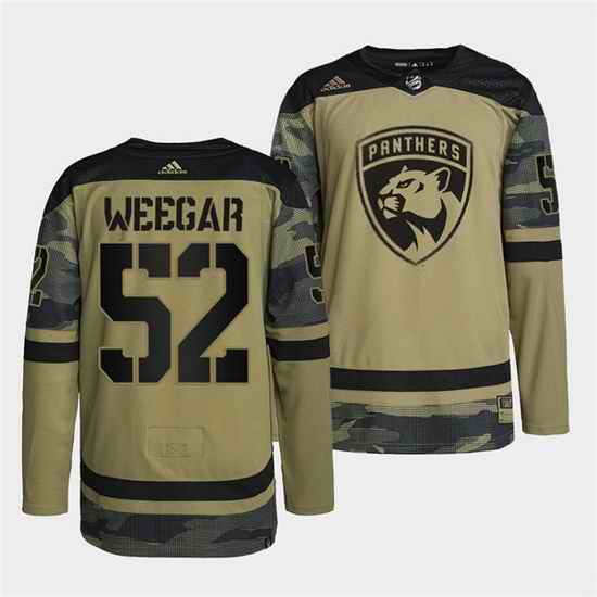 Men Florida Panthers #52 MacKenzie Weegar 2022 Camo Military Appreciation Night Stitched jersey