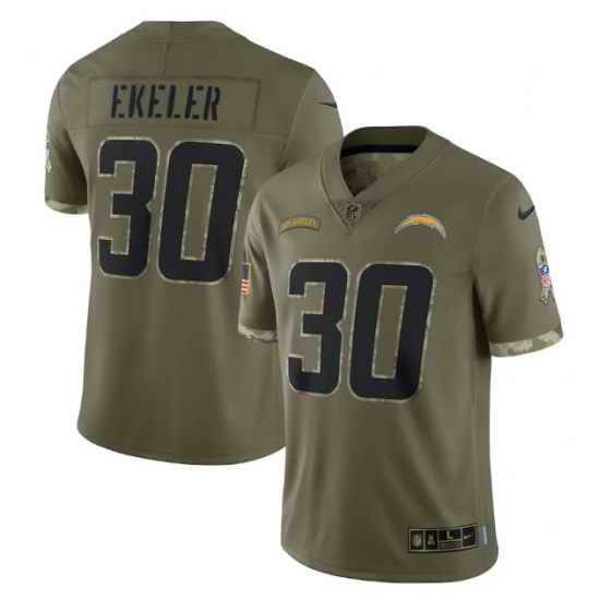 Men Los Angeles Chargers #30 Austin Ekeler Olive 2022 Salute To Service Limited Stitched Jersey