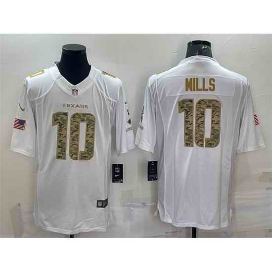 Men Houston Texans #10 Davis Mills White Camo Salute To Service Limited Stitched Jersey