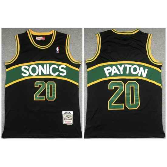Men Seattle Supersonic #20 Gary Payton Black 1994 95 Throwback SuperSonics Stitched