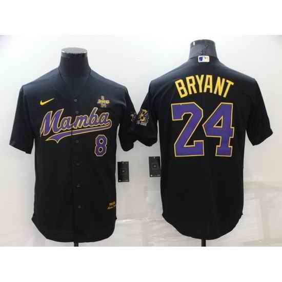 Men Los Angeles Dodgers Front #8 Back 24 Kobe Bryant Black  Mamba Throwback With KB Patch Cool Base Stitched jersey