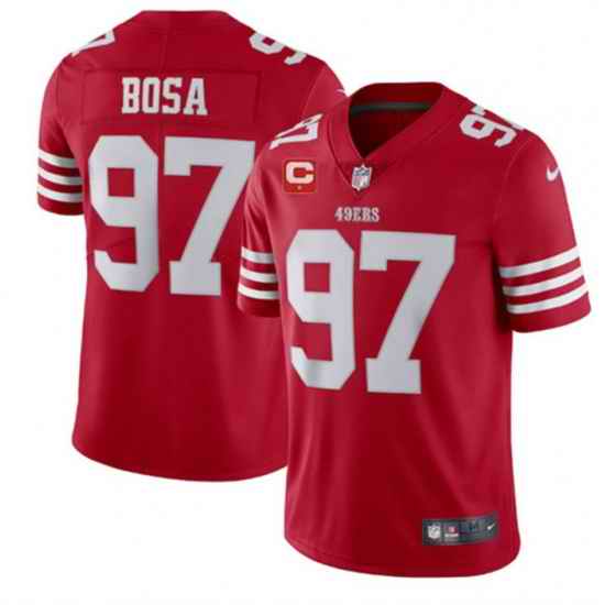 Men San Francisco 49ers 97 Nike Bosa 2022 Red With #1 Star C Patch Vapor Untouchable Limited Stitched Football Jersey